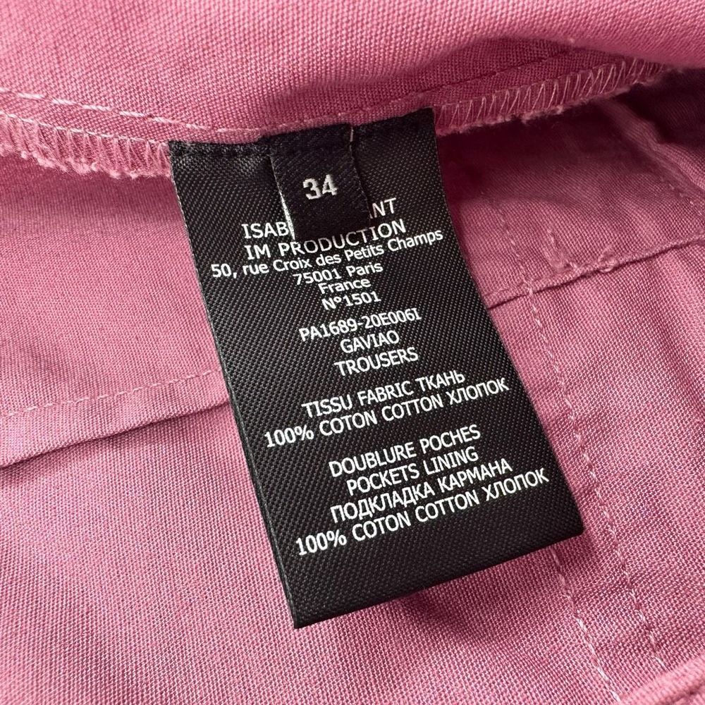 Isabel Marant Gaviao High Waist Trousers Pants Pink Tie Cuff Sz FR 34 US 0/2 - Picture 7 of 8